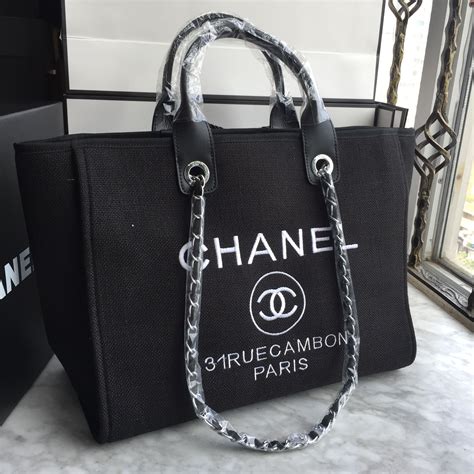 chanel black canvas bag